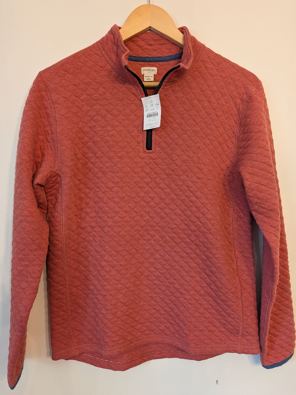Crewcuts Quilted Half-Zip Pullover in Burnt Orange